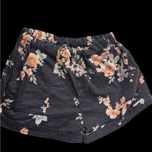 Floral Women's Shorts - Black and Orange